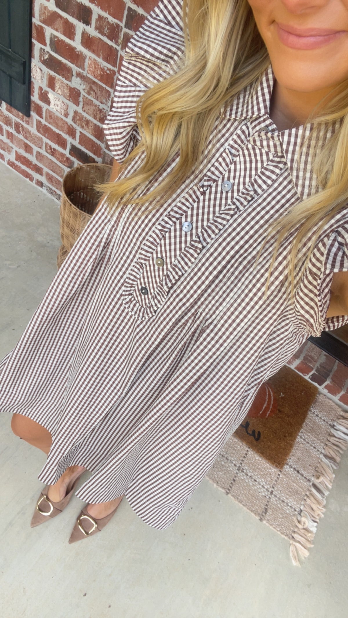 Brown Gingham Dress