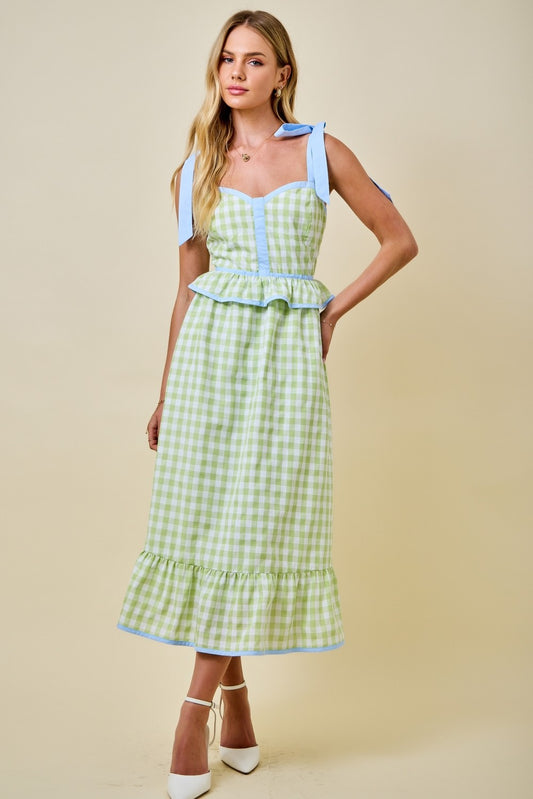 Gingham Corset Midi Dress