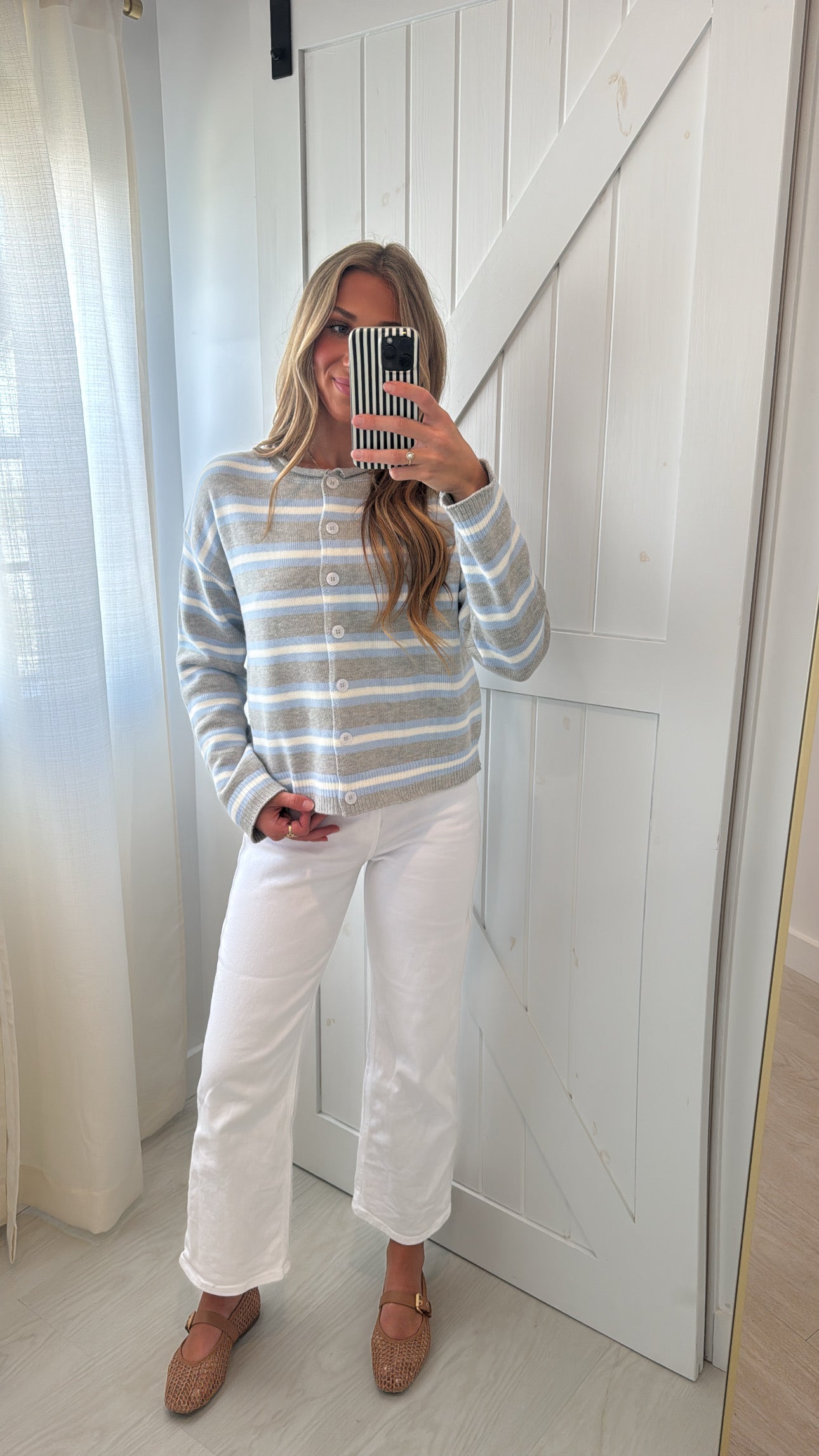 Multi Stripe Button-Up Cardigan