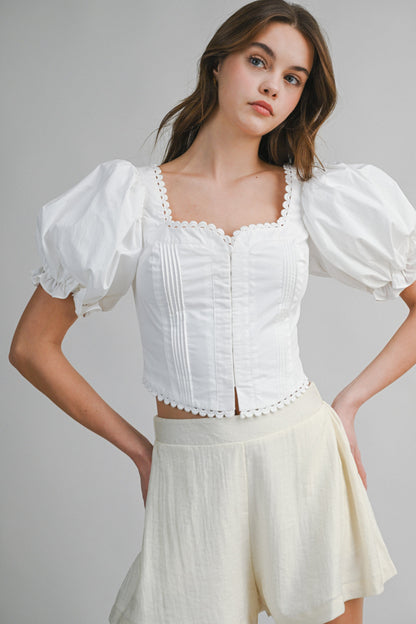 White Puff Sleeve Top