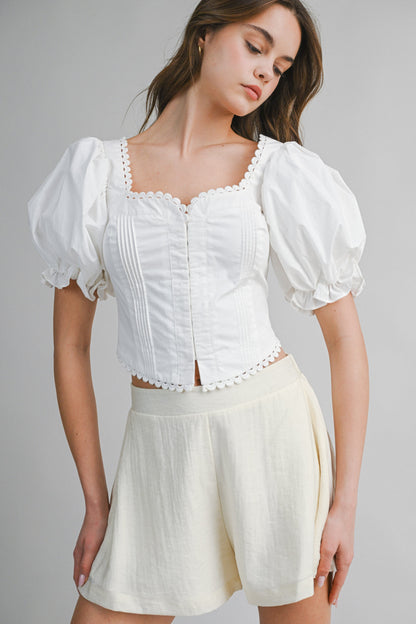 White Puff Sleeve Top
