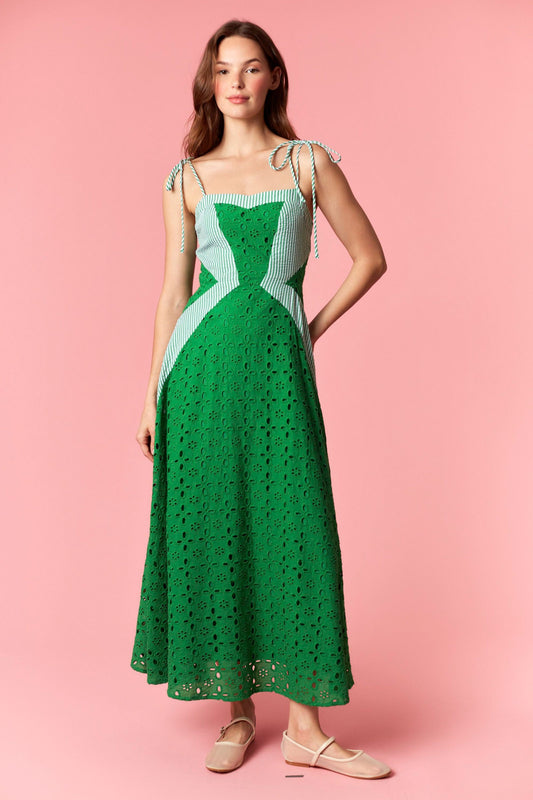 Green Cotton Eyelet Maxi