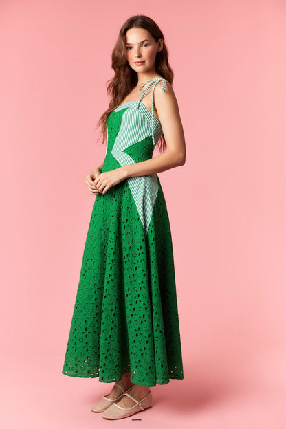 Green Cotton Eyelet Maxi