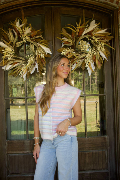 Bubblegum Striped Sweater Vest