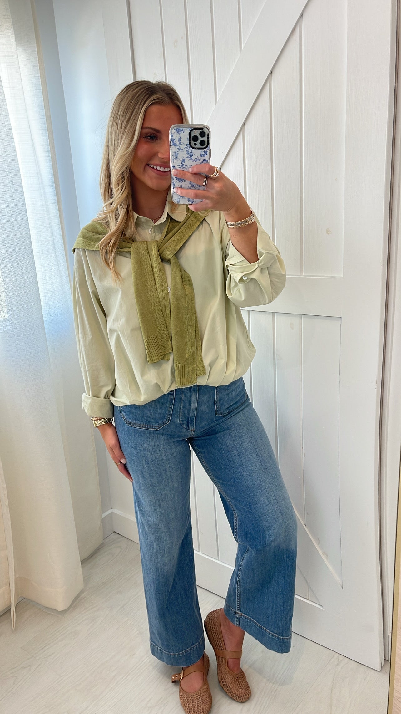 Light Green Scarf Button Down