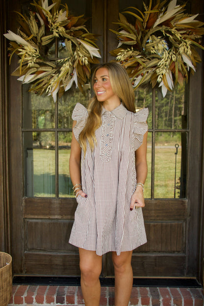 Brown Gingham Dress