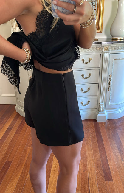 Black High Waisted Skort