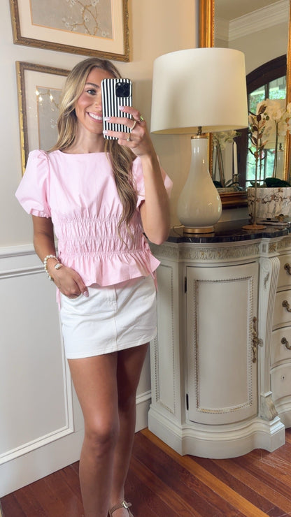 Sadie Pink Smocked Top