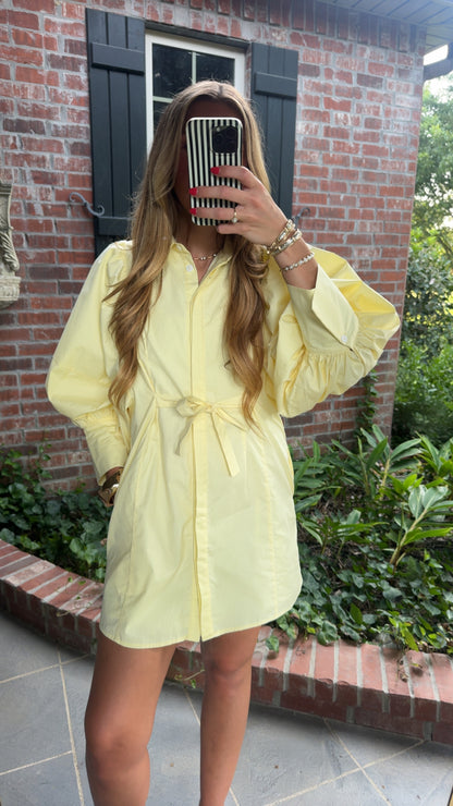 Lila Yellow Balloon Sleeve Dress