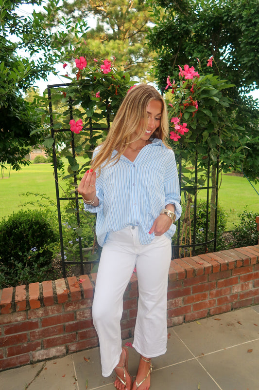 Sky Blue Button Down Top
