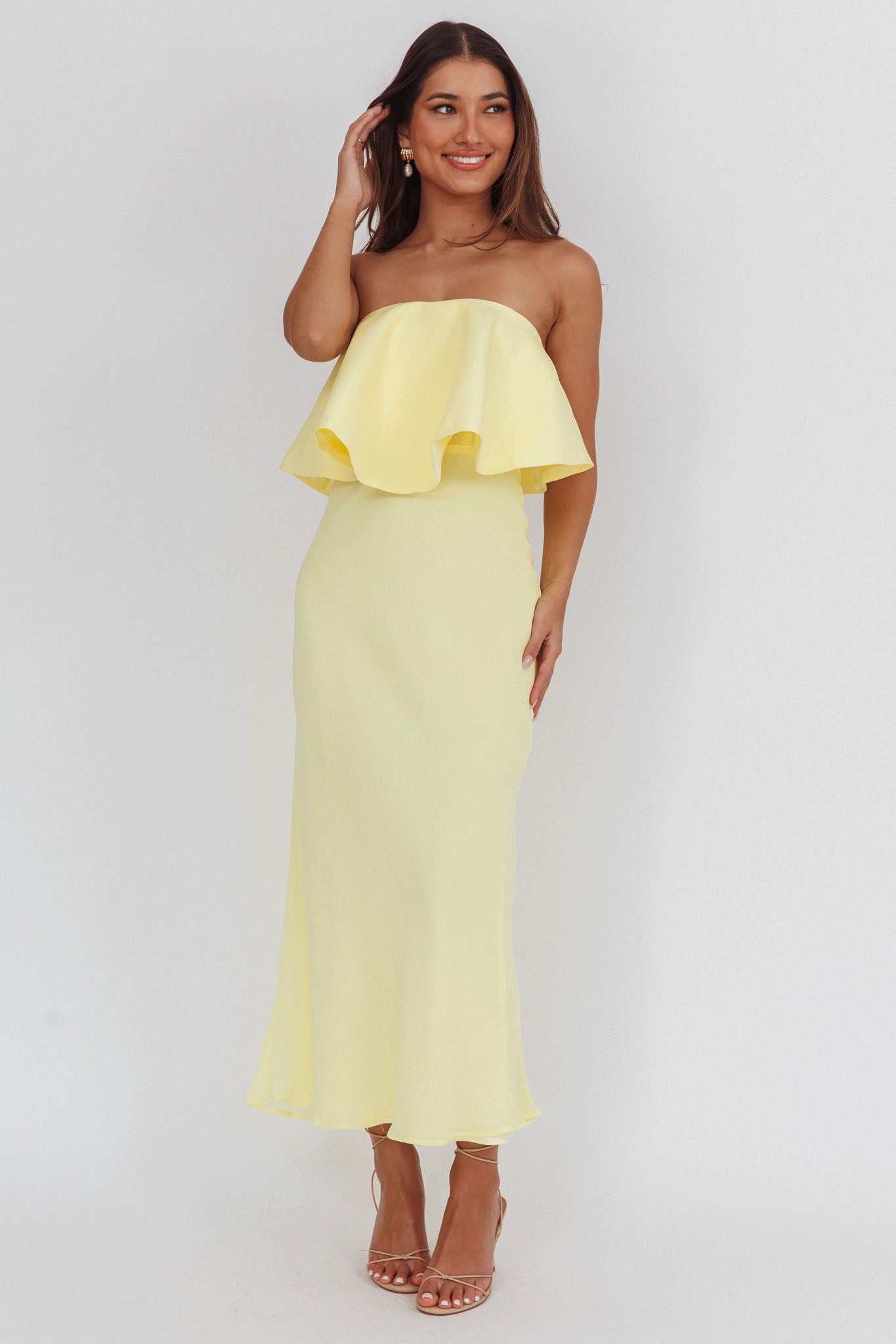 Strapless Ruffled Maxi Dress